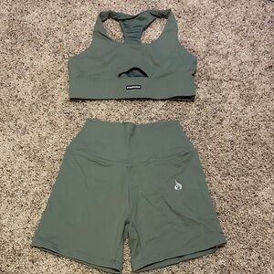 Ryderwear Olive Green Sports Bra & Shorts Set NWT